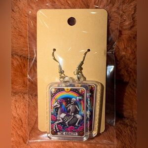 Handmade Acrylic Earrings Skeleton “The Audacity” NEW